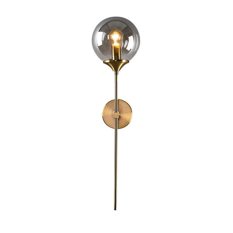 BowLift | Brass Pencil Arm Wall Lamp Postmodern 1 Head Metal Wall Light with Ball Glass Shade