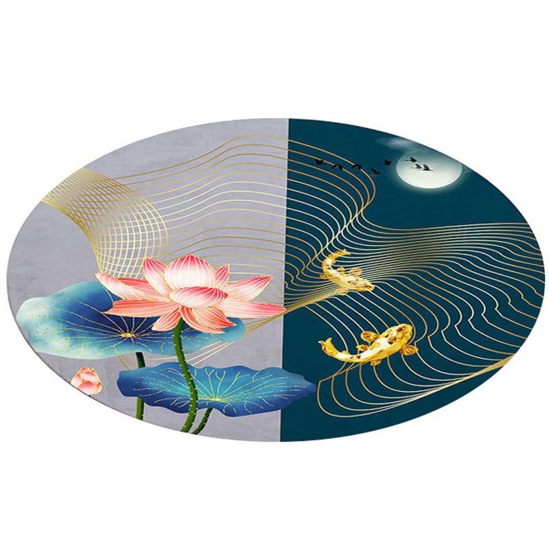 BowLift | Asian Printed Carpet Multicolored Synthetic Area Rug Non-Slip Backing Pet Friendly Easy Care Indoor Rug for Decoration