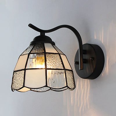 BowLift | Tiffany Dome Wall Mount Light Integrated Glass 1 Light Bathroom Wall Sconces Light in White/Blue
