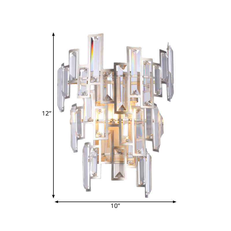BowLift | Rose Gold 2-Bulb Wall Light Modern Rectangular Cut Crystal Step Wall Lamp for the Dining Room