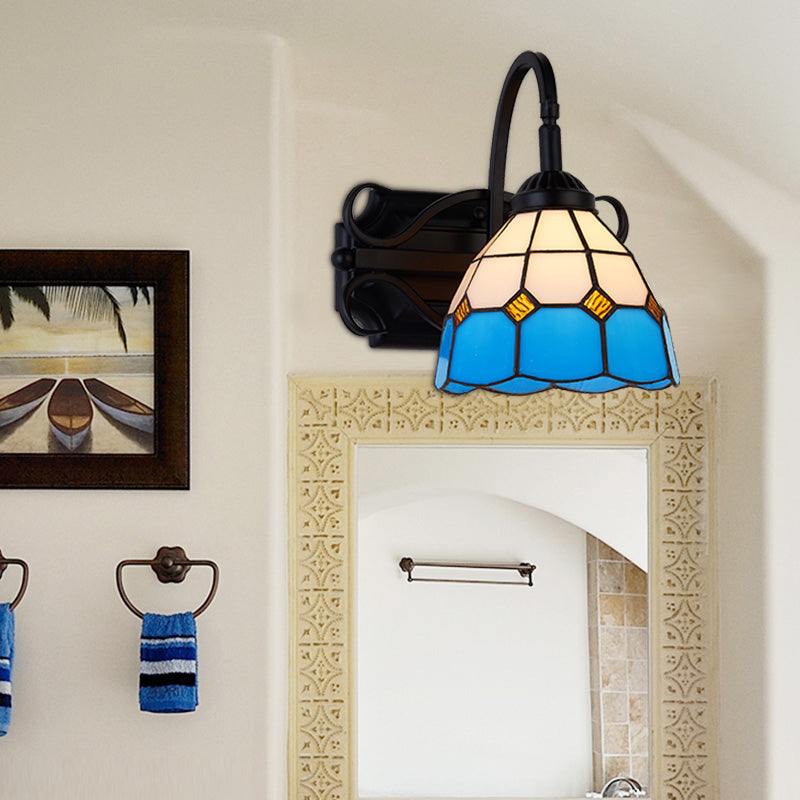 BowLift | Tiffany Wall Mount Fixture Woven Glass 1 Light Colorful Wall Lamp in Beige/Blue/Blue-White/White for Dining Room