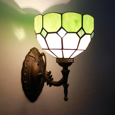 BowLift | Retro style wave-shaped wall lamp, gift glass 1 light wall-mounted fixture in yellow/pink/green for stairs.