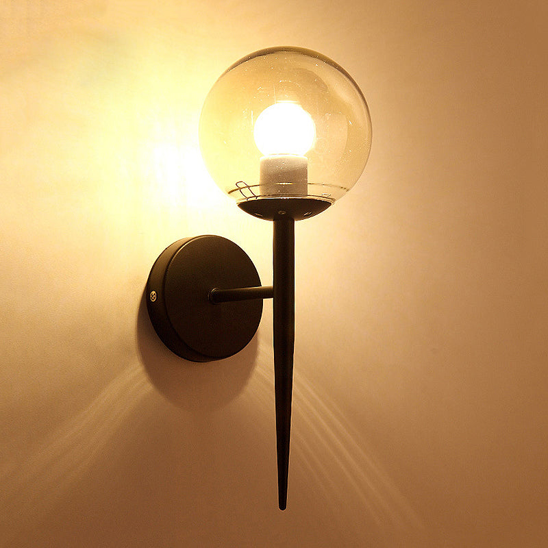 BowLift | Black/Yellow Round Wall Lighting Modern Clear Glass 1 Light Bedroom Wall Lamp Light