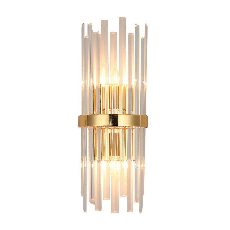 BowLift | Cylinder Wall Light Modern Three-Sided Crystal Rod 2 Heads Gold Wall Light