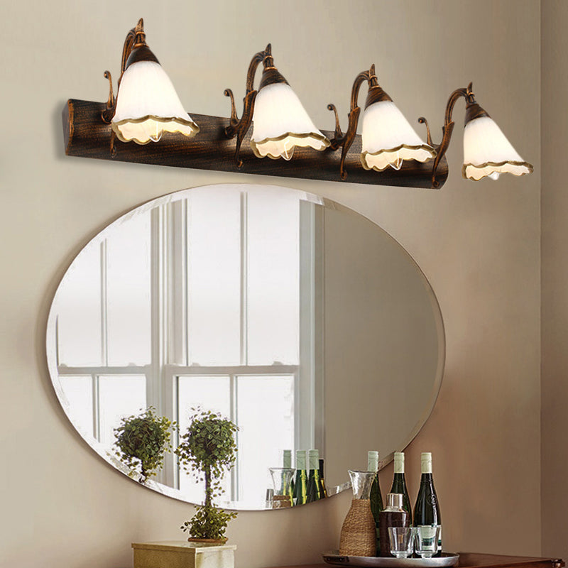 BowLift | Flower Bath Wall Light Classic Opal Glass 2/3/4 Lights Bronze/White Make-Up Lighting