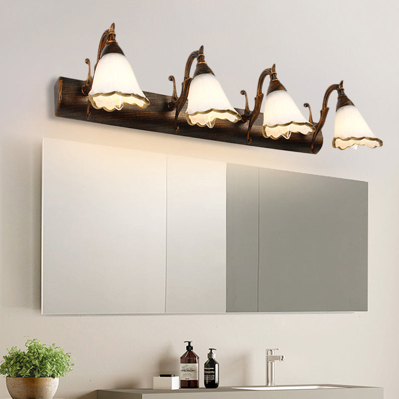 BowLift | Flower Bath Wall Light Classic Opal Glass 2/3/4 Lights Bronze/White Make-Up Lighting