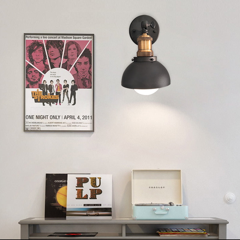 BowLift | Dome Restaurant Wall Light Metal 1 Light Modern Style Adjustable Wall Lamp in Black