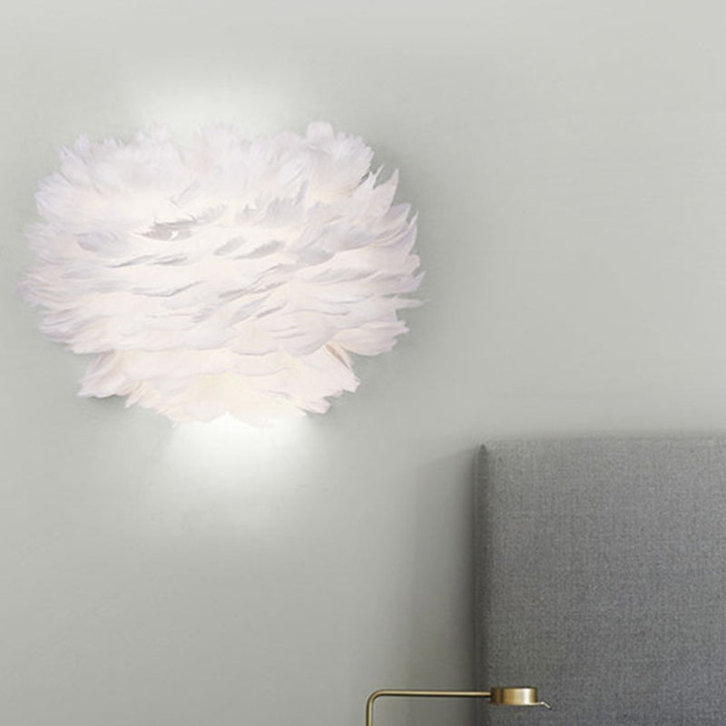 BowLift | Home decoration wall lamp modern ambient lighting white feather wall light for living room bedroom