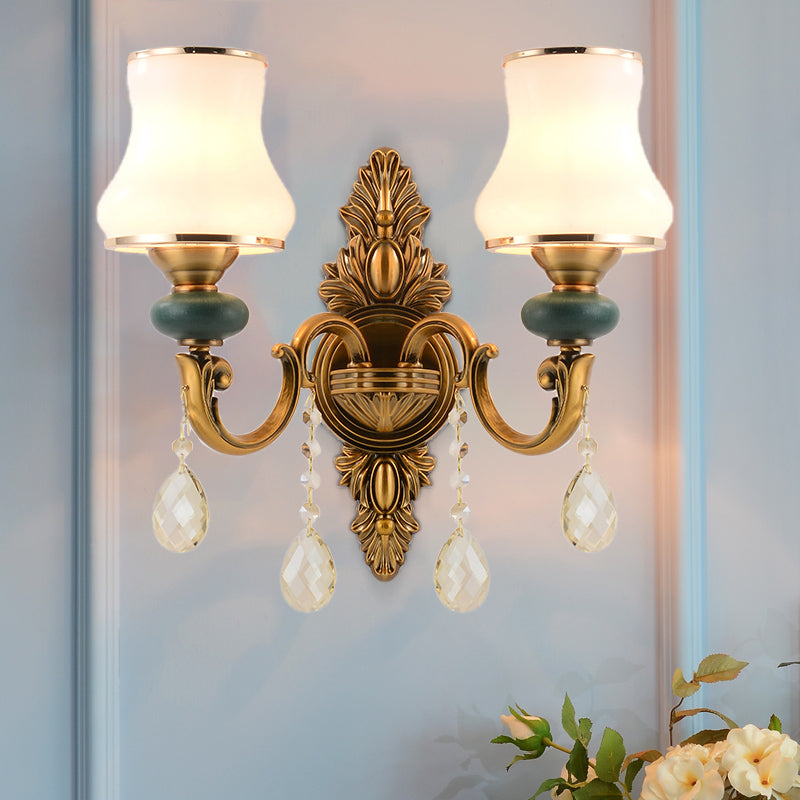 BowLift | Vase White Glass Wall Mount Light Nordic Living Room 1/2 Heads Brass Wall Lamp