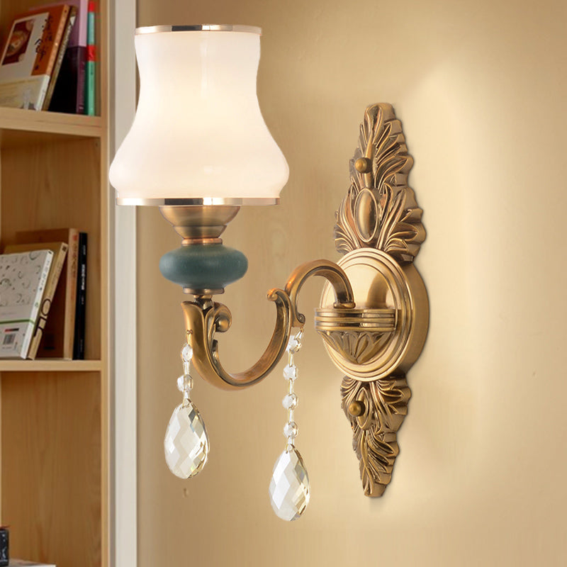 BowLift | Vase White Glass Wall Mount Light Nordic Living Room 1/2 Heads Brass Wall Lamp
