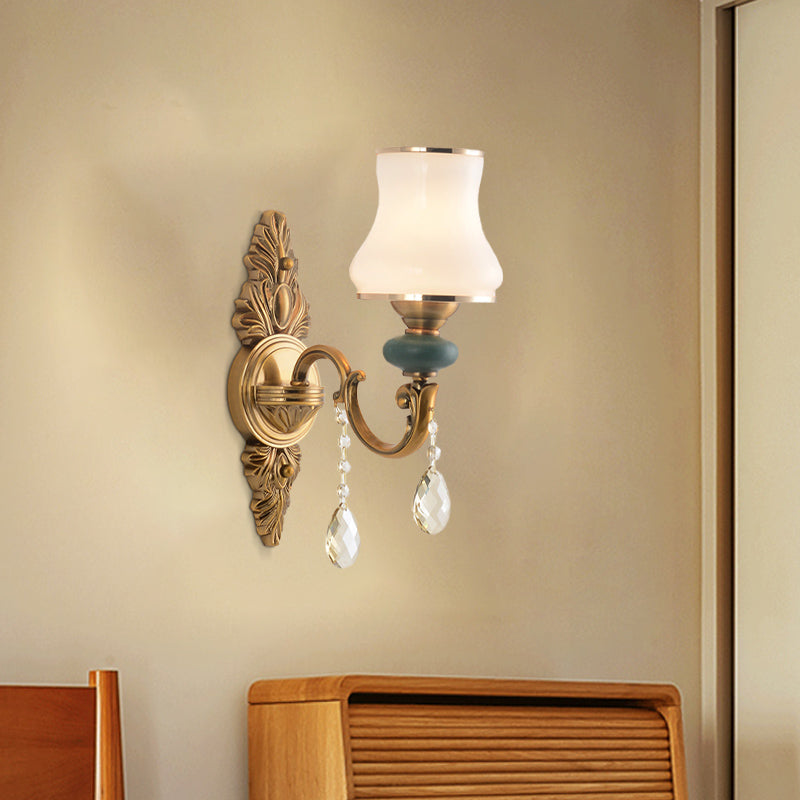 BowLift | Vase White Glass Wall Mount Light Nordic Living Room 1/2 Heads Brass Wall Lamp