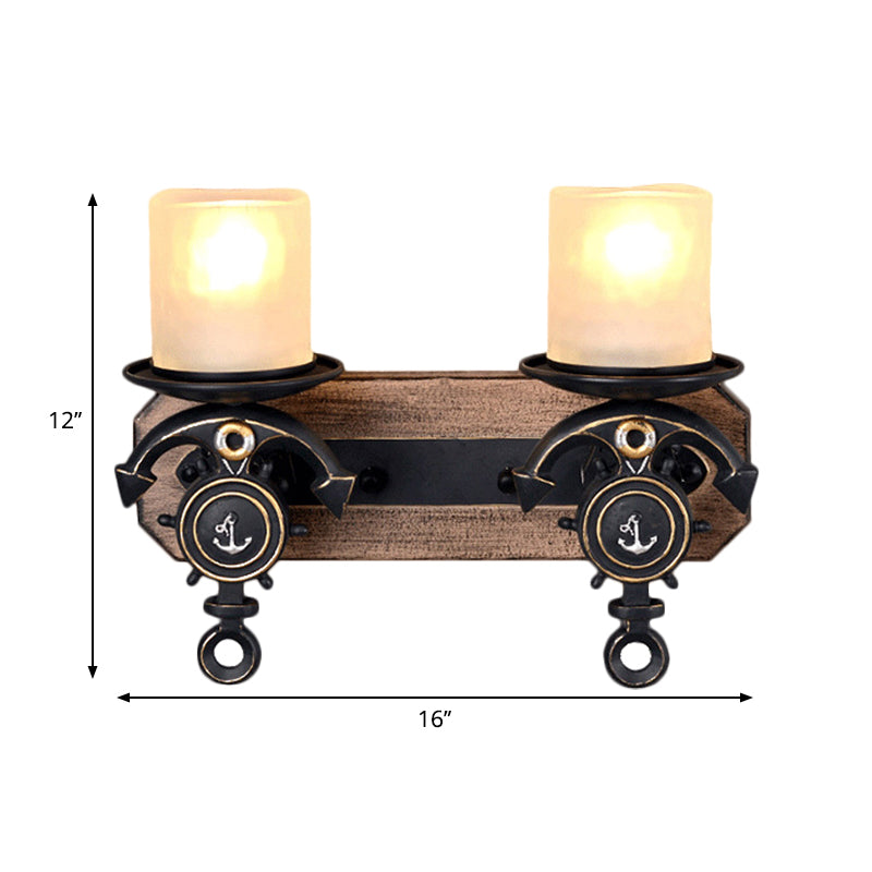 BowLift | Candlestick Wall Lamp Country Style Opal Glass 1/2-Light Black and Gold Wall Fixture with Resin Anchor Design