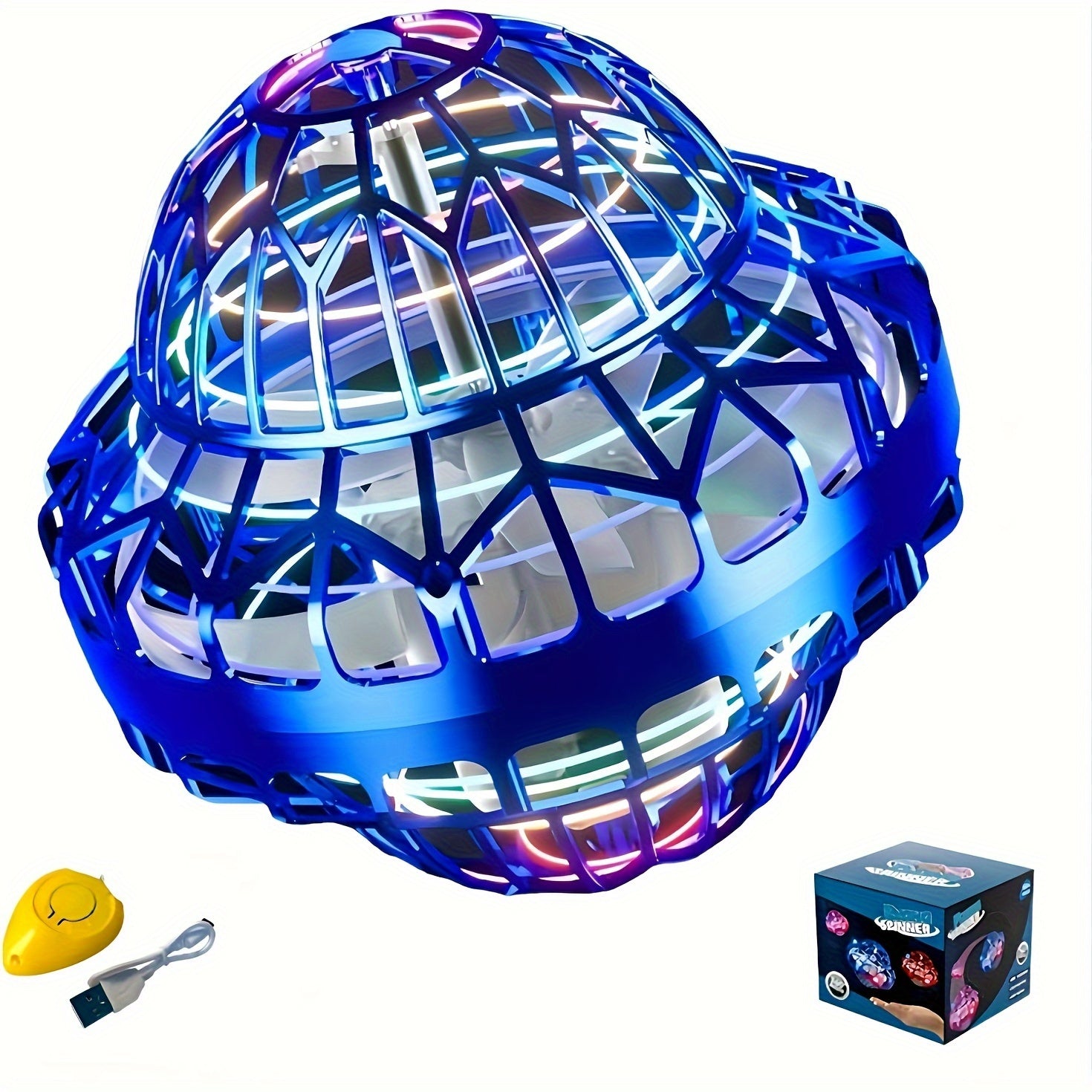 BowLift | Hand-Operated UFO Flying Ball Toy –  Hovering Drone with LED Lights, Boomerang Effect, Perfect Christmas Gift for Kids