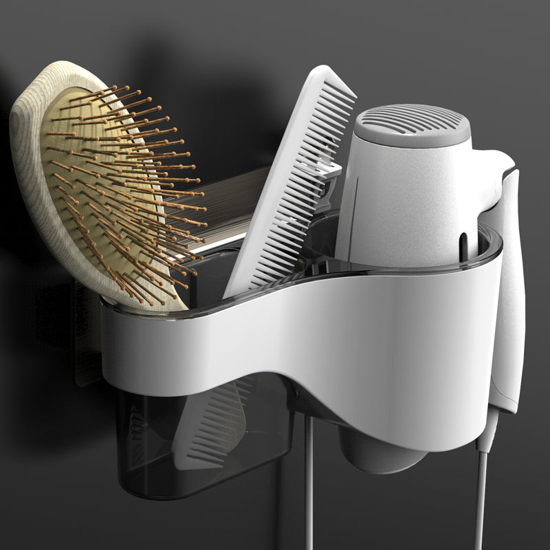 BowLift | Punch-Free Bathroom Hair Dryer Wall Shelf with Comb, Razor Racks, for Storing Toilet Bathroom Items