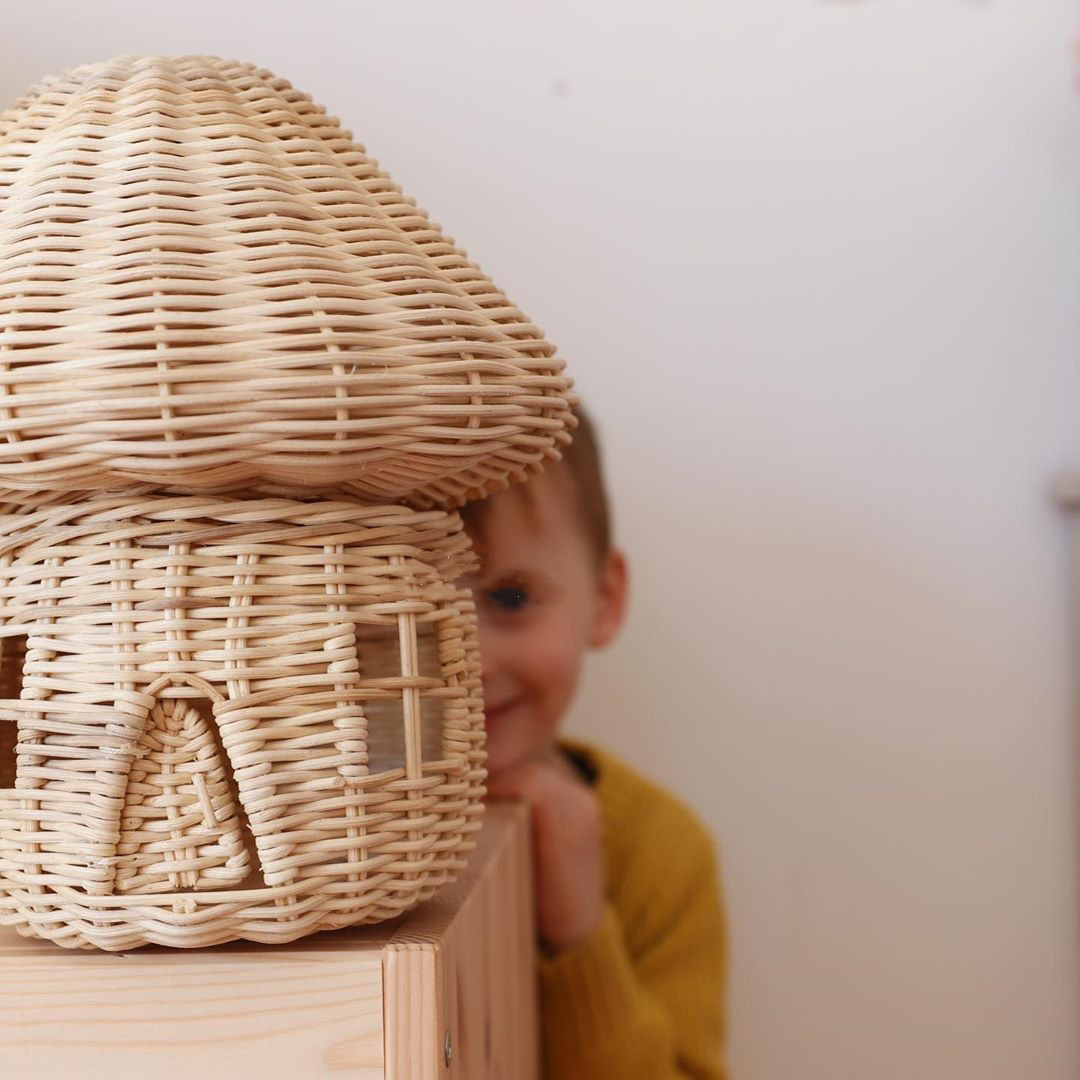 BowLift | Handcrafted Rattan Mushroom House Ornament – Beautiful Woven Decoration for Home