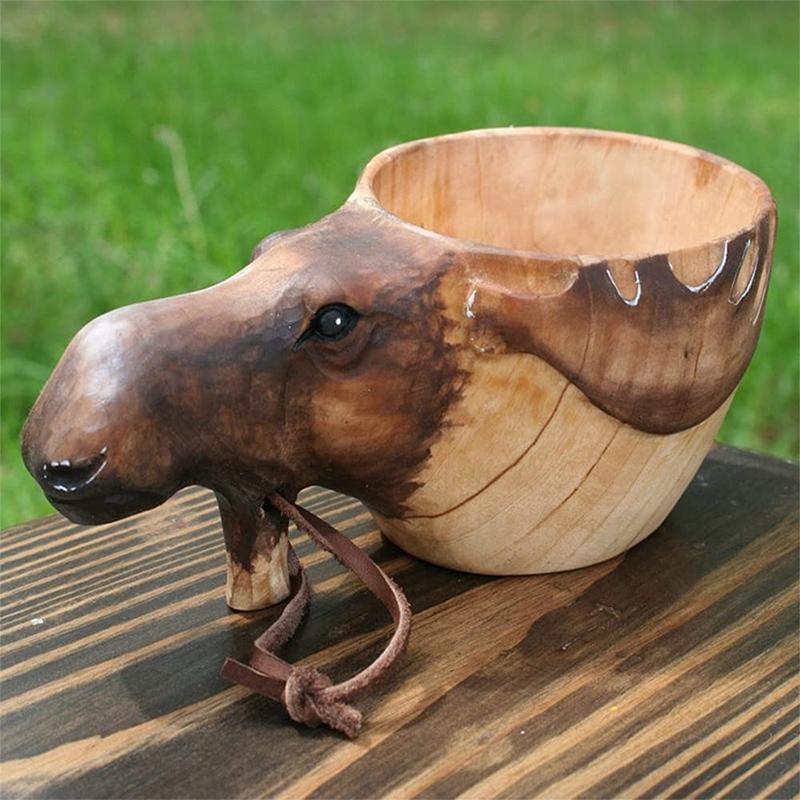 BowLift | Hand-carved Animal Head Wooden Cup