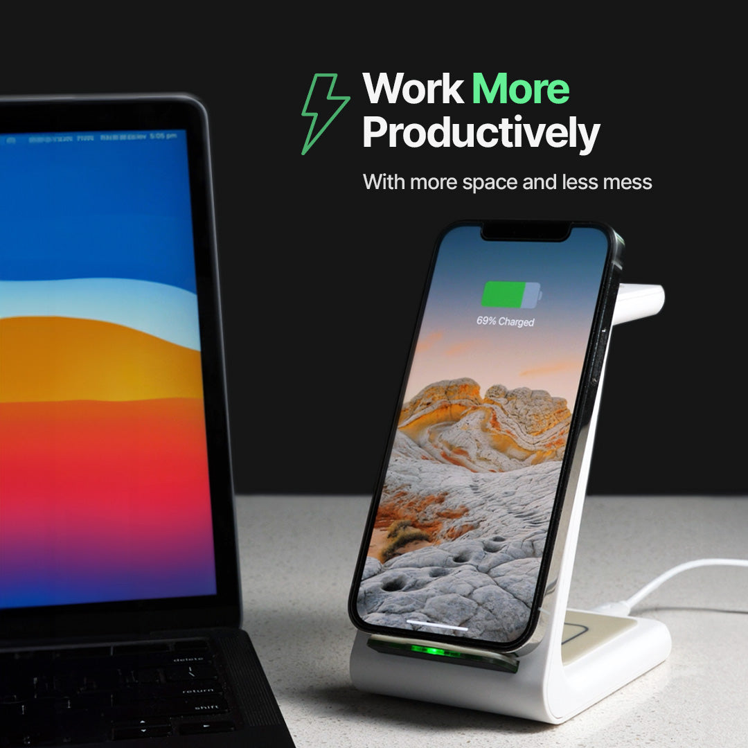 BowLift | 3-in-1 Wireless Charging Station | Apple, Samsung, Watch, AirPods | Fast Charging Solution