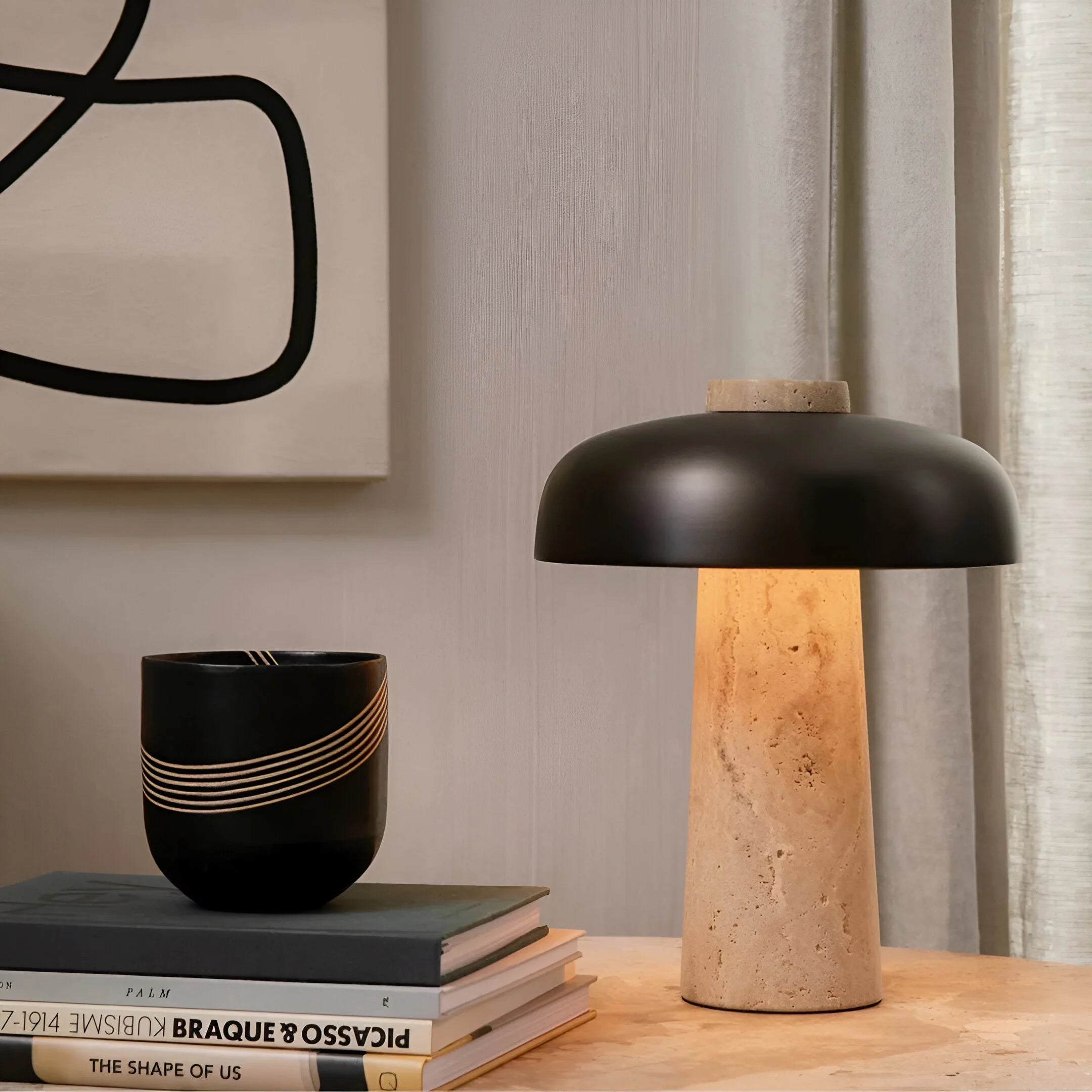 TerraGlow – Travertine Stone Table Lamp