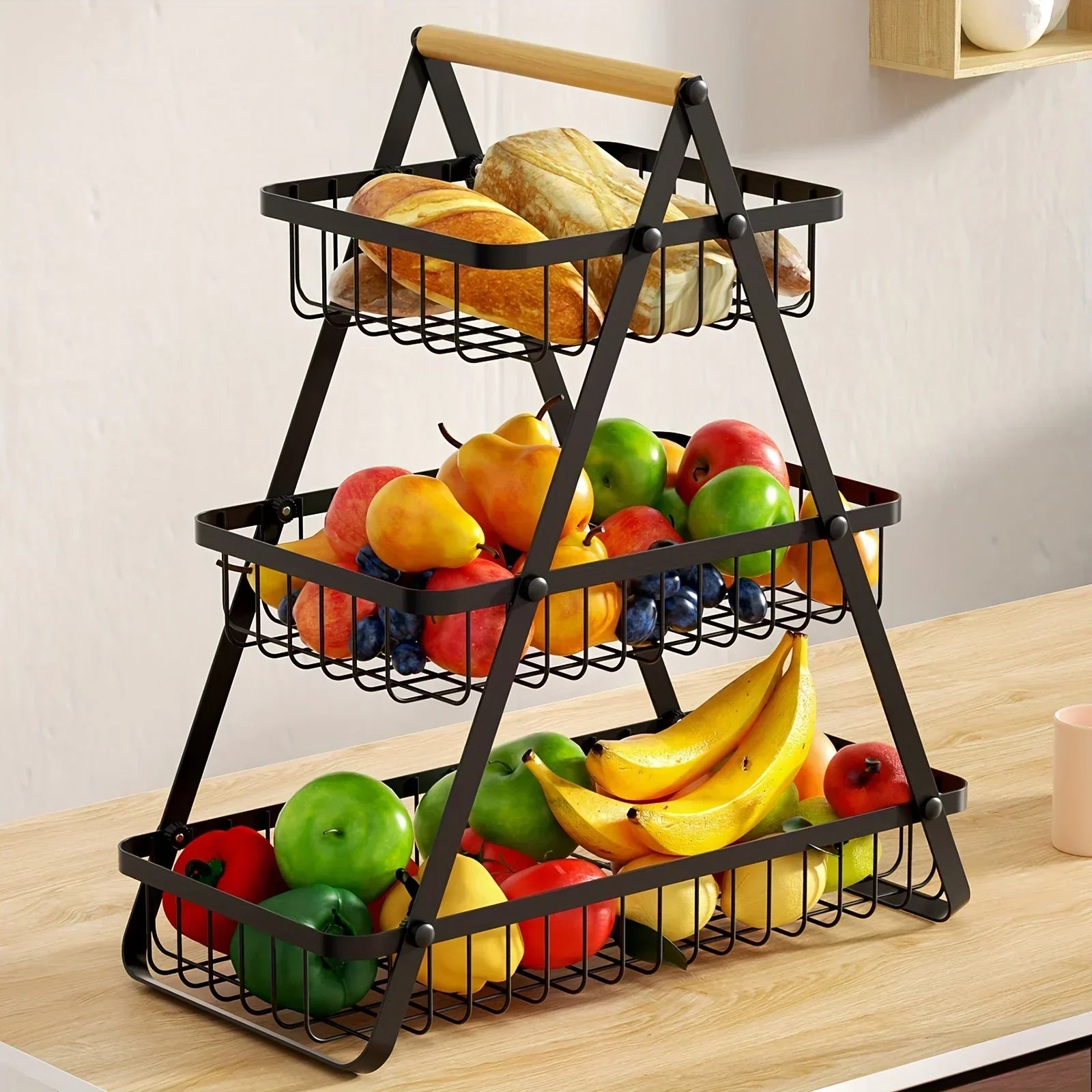 BowLift | 3-Tier Fruit Basket Stand – Space-Saving Kitchen Storage