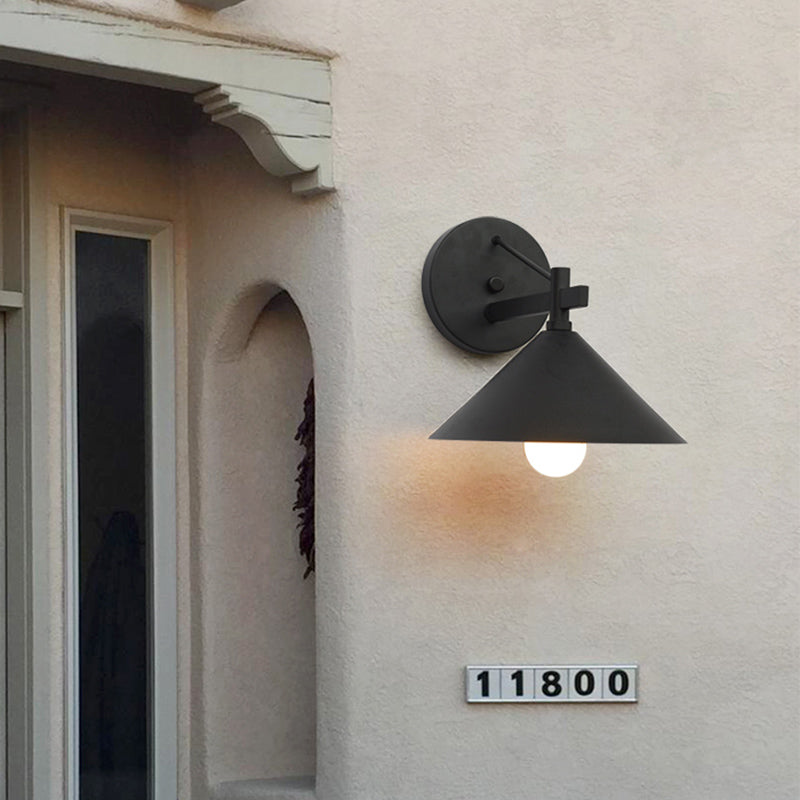 BowLift | Metal Cone Wall Light Vintage 1 Light Outdoor Wall Light in Black/Antique Brass/Old Silver
