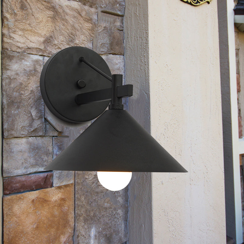 BowLift | Metal Cone Wall Light Vintage 1 Light Outdoor Wall Light in Black/Antique Brass/Old Silver