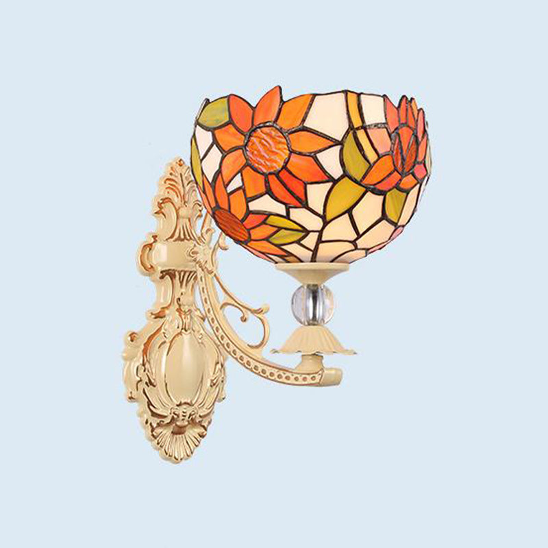 BowLift | Dome/Ster Wall-Mounted Lighting Fixture Victorian Spotted Glass 1 Light White/Red/Orange Wall Lamp for Hallway