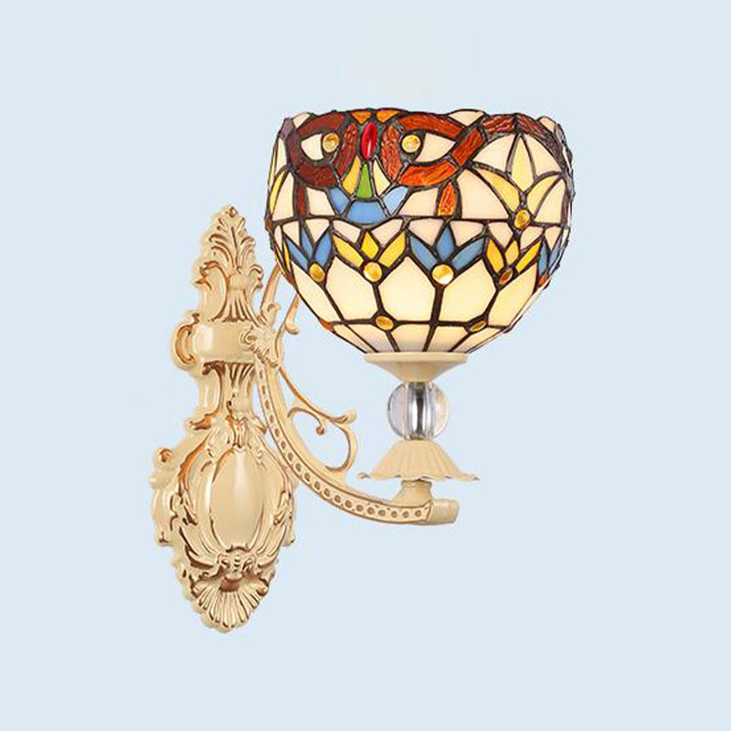 BowLift | Dome/Ster Wall-Mounted Lighting Fixture Victorian Spotted Glass 1 Light White/Red/Orange Wall Lamp for Hallway