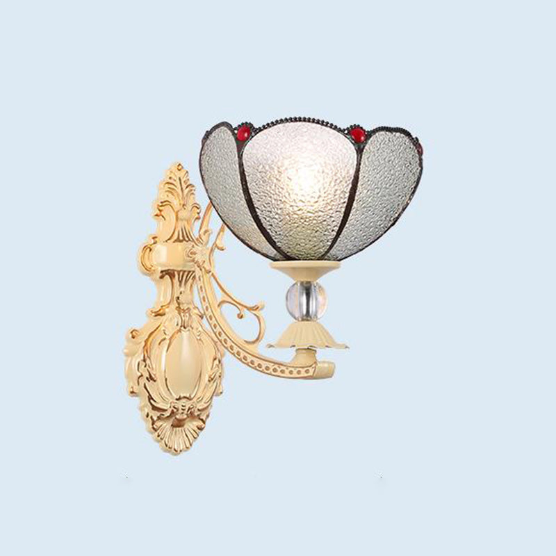 BowLift | Tiffany Blossom Wall Mounted Lighting 1 Light Hand-Cut Glass Wall Lamp Fixture in White/Orange/Pink for Hallway