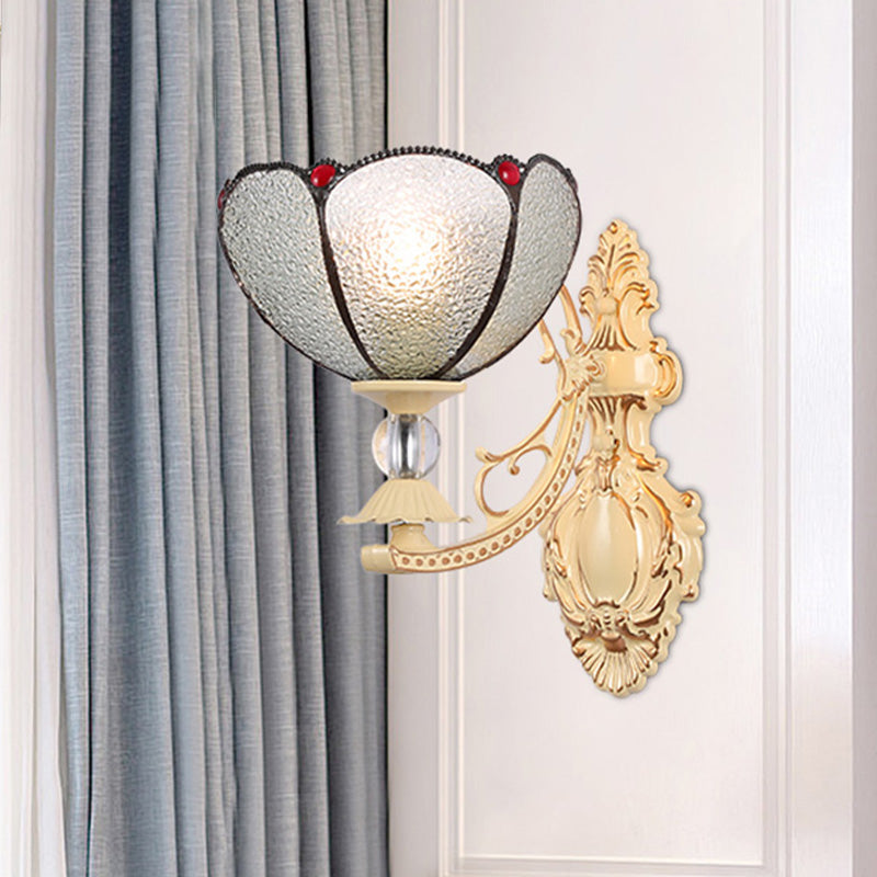 BowLift | Tiffany Blossom Wall Mounted Lighting 1 Light Hand-Cut Glass Wall Lamp Fixture in White/Orange/Pink for Hallway