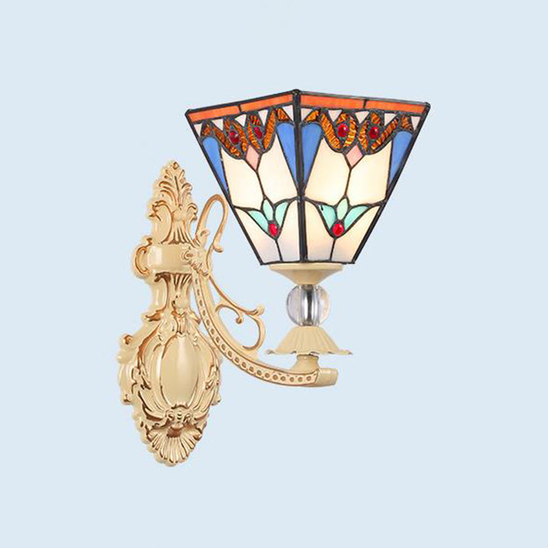 BowLift | Tiffany Blossom Wall Mounted Lighting 1 Light Hand-Cut Glass Wall Lamp Fixture in White/Orange/Pink for Hallway