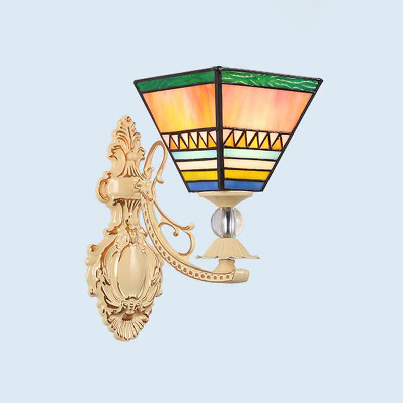 BowLift | Tiffany Blossom Wall Mounted Lighting 1 Light Hand-Cut Glass Wall Lamp Fixture in White/Orange/Pink for Hallway