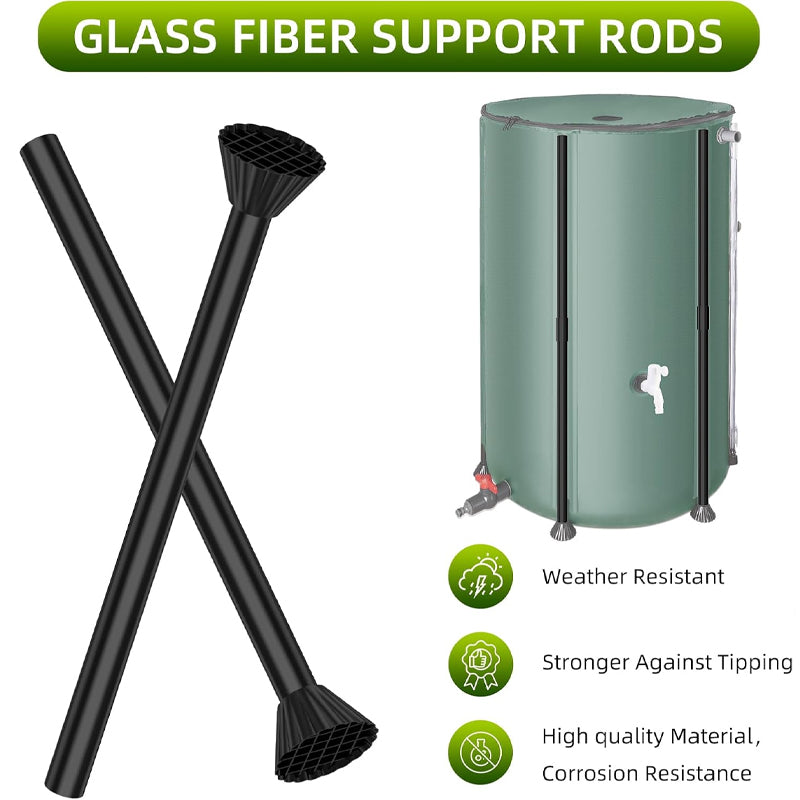 BowLift | 100 Gallon Collapsible Rain Barrel Large Capacity PVC Rainwater Collection System with Filter Spigots Overflow Kit