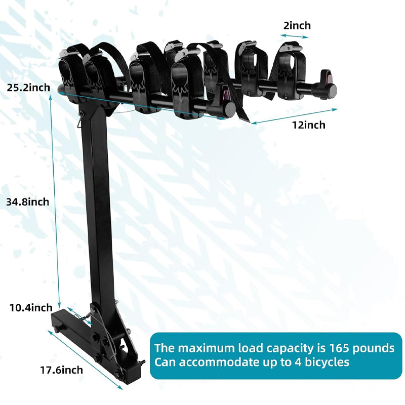 BowLift | Hitch Mount Bike Rack 165lbs Capacity 4-Bike Carrier Rack Steel Bicycle Carrier Rack for 2" Hitch Receiver