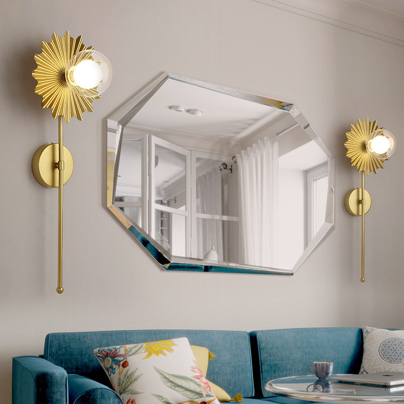 BowLift | Brass Wall Light Torch 1 Light Metal and Clear Glass Mid-Century Modern Wall Light