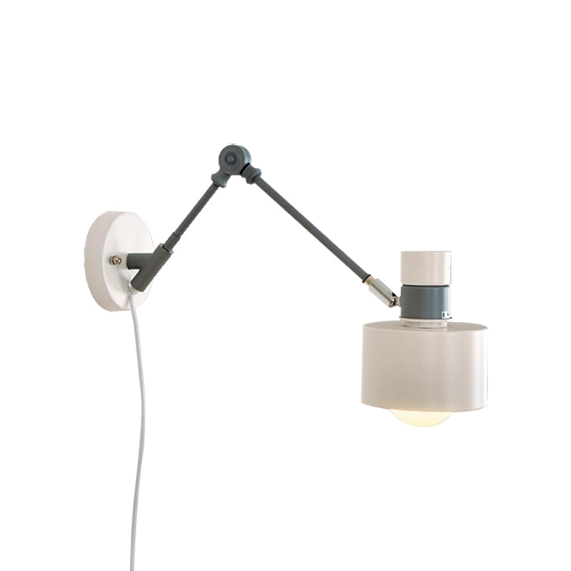 BowLift | 5.5"/6"/7" W Armed Wall Sconce Minimalism Metal 1 Main Wall Mount Lighting in Gray for Living Room