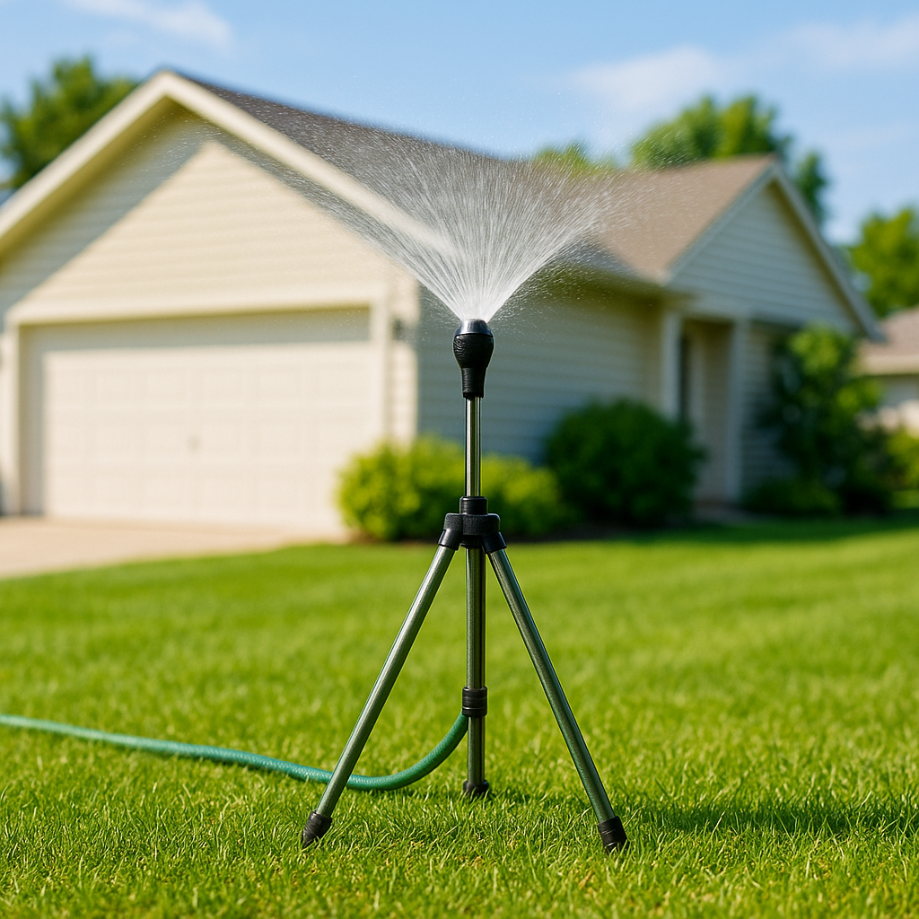 BowLift | Adjustable 360° Garden Sprinkler on Tripod – Stainless Steel Height-Adjustable Lawn Irrigation System