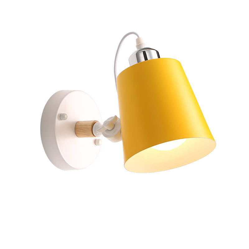 BowLift | Gray/White/Pink/Yellow/Blue/Green Cone Wall Lamp Minimalist Metal 1 Light Wall Mount Lamp for Nightstand