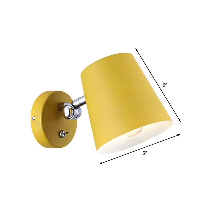 BowLift | Conical Wall Lamp Macaron Metallic 1 Light Pink/Yellow/Blue Wall Light for Balcony, 5" B