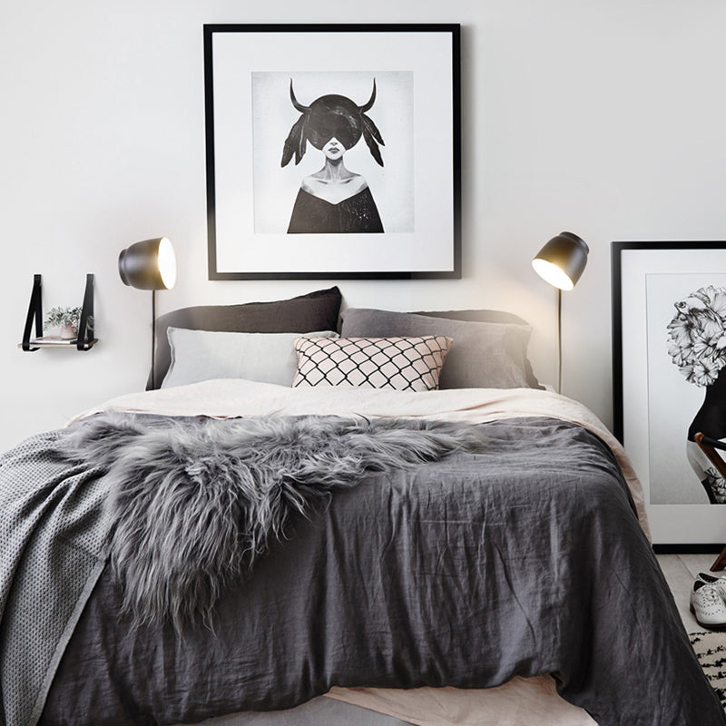 BowLift | Electrified Wall Lamp Modern Metal 10 cm B 1 Bulb Black/Gray/White Wall Light Sconces for Bedroom