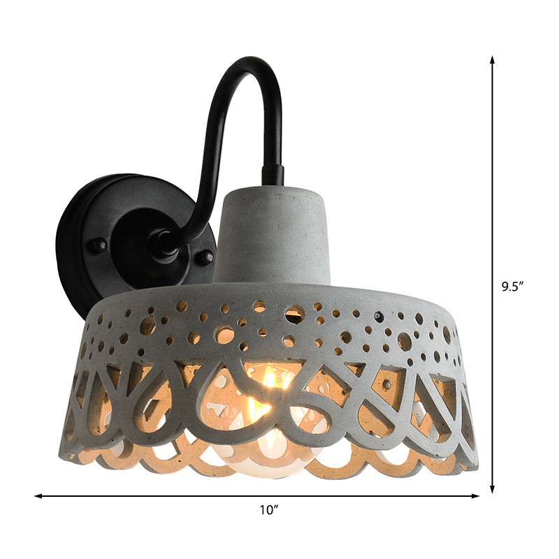 BowLift | 8.5"/9.5"/10" Width Goose Neck Wall Light Modernist Cement 1 Light Wall Mounted Fixture in Gray