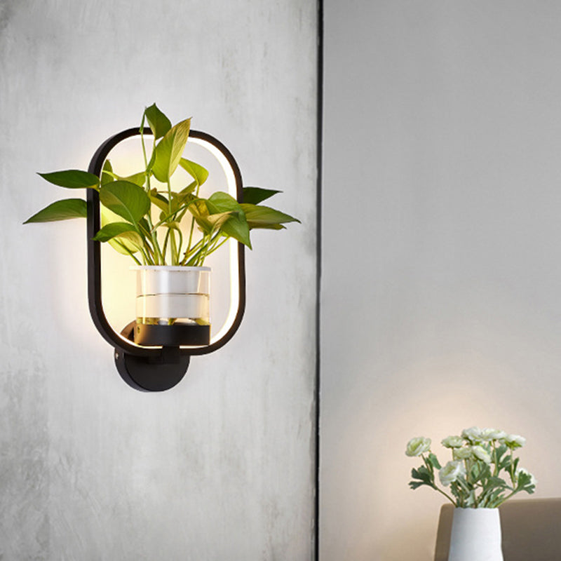 BowLift | Round/Oval Bedroom Wall Lighting Industrial Metal 1 Lamp Black/White LED Wall Lamp Wall Lamp in Warm/White/3 Color Light