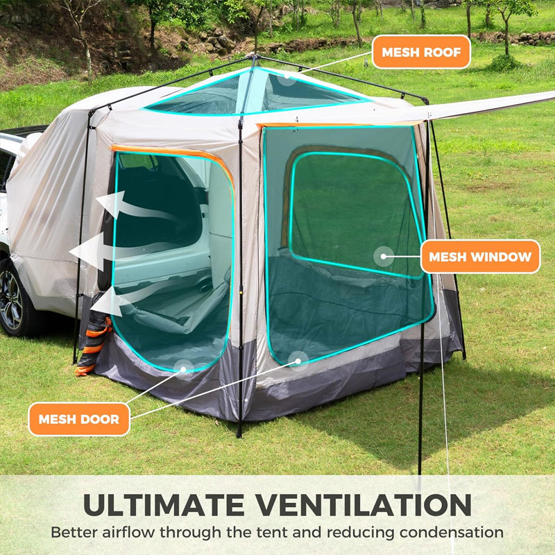 BowLift | SUV Camping Tent Double Door Design Rainfly Waterproof Outdoor SUV Tent with Poles