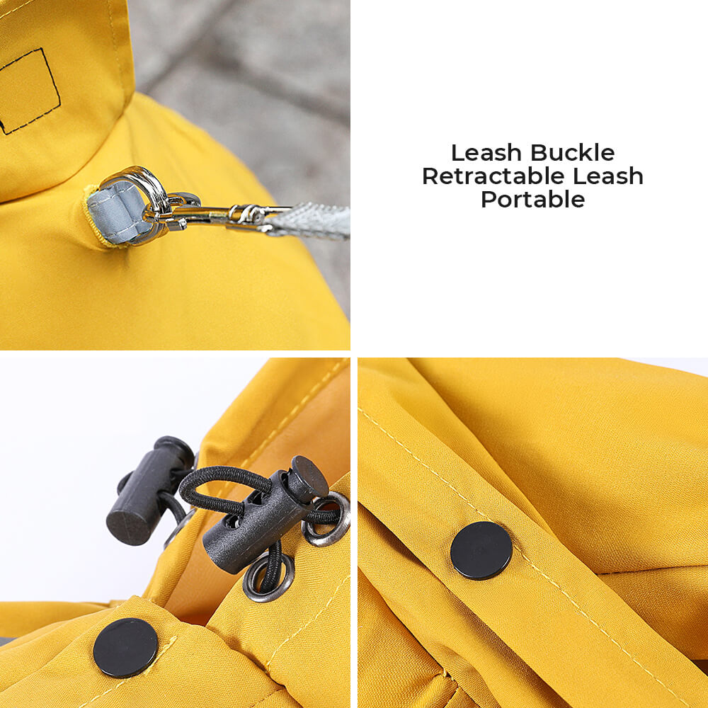 BowLift | Stylish waterproof adjustable reflective stripe dog rain jacket with hood
