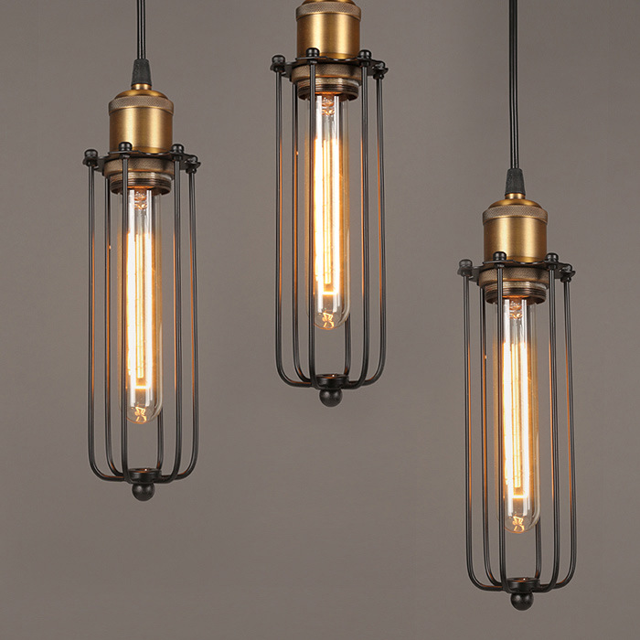 BowLift | Industrial Pendant Light in Retro Design – Vintage Hanging Lamp with Metal Grid