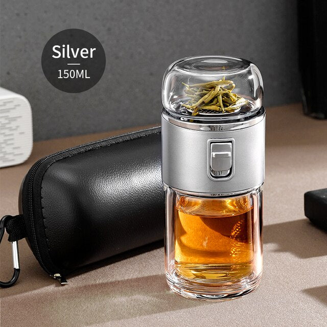 BowLift | Double Glass Tea Infuser Thermos Bottle