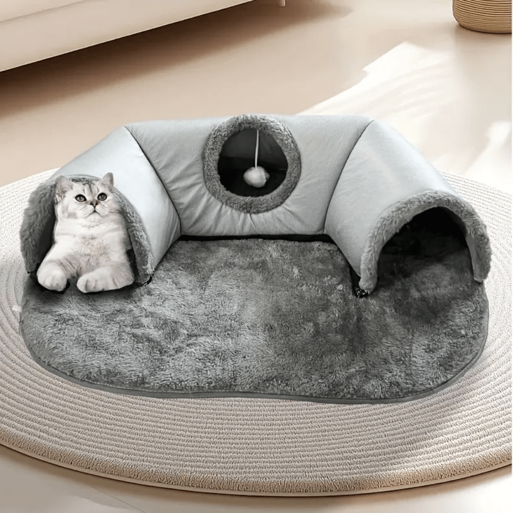 KittyPlay 3-in-1 Cat Tunnel Bed