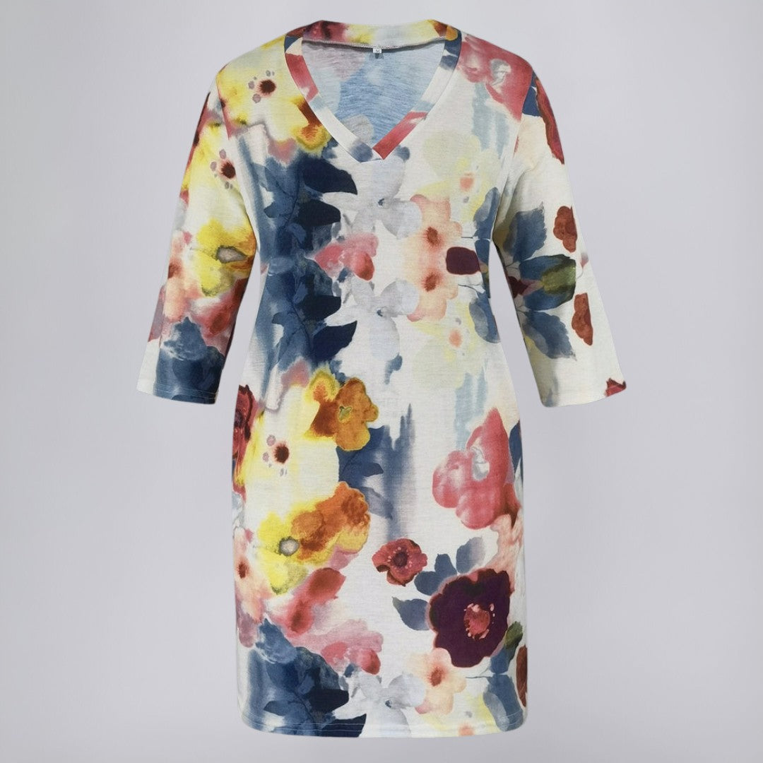 Watercolor Floral Midi Dress
