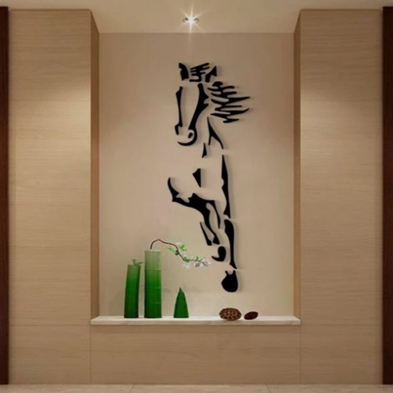 BowLift | Galloping Horse Wall Decoration, 3D Acrylic Modern Mirror Horse Wall Sticker