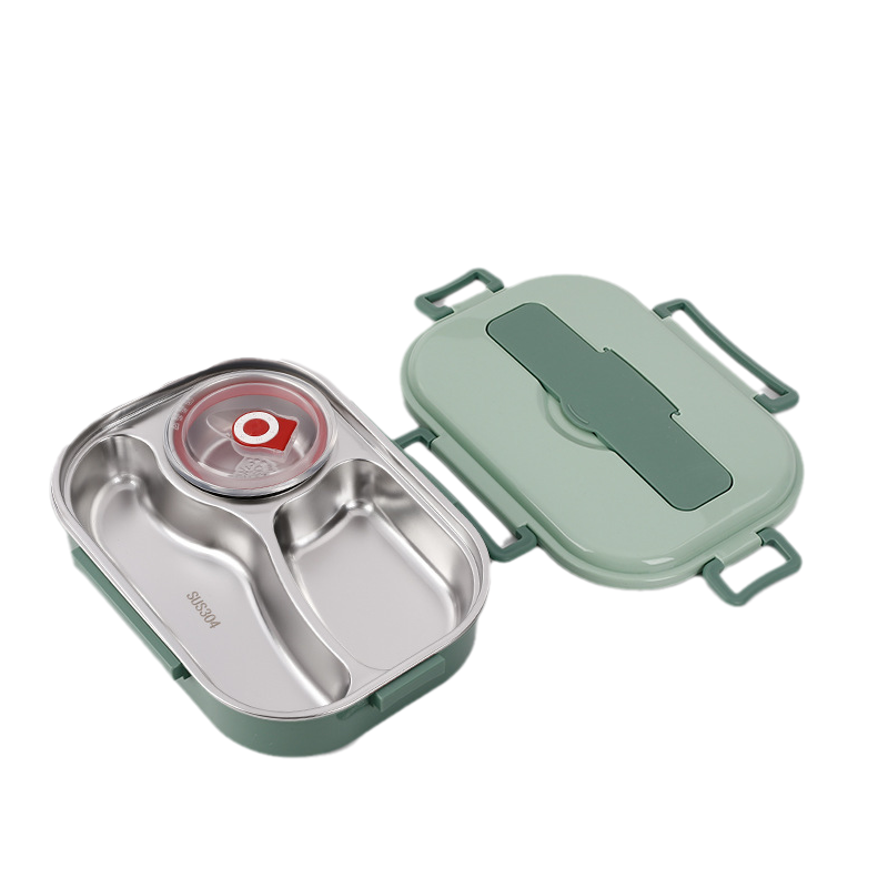 BowLift | Thermo-Lunchbox made of stainless steel – inside made of stainless steel – 3 or 4 compartments with soup bowl – wall clock