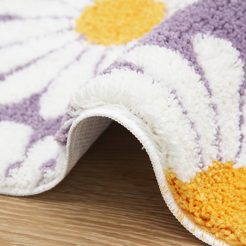 BowLift | Feblilac Sweet Daisy Bath Mat, Purple Flower Carpet Bathroom